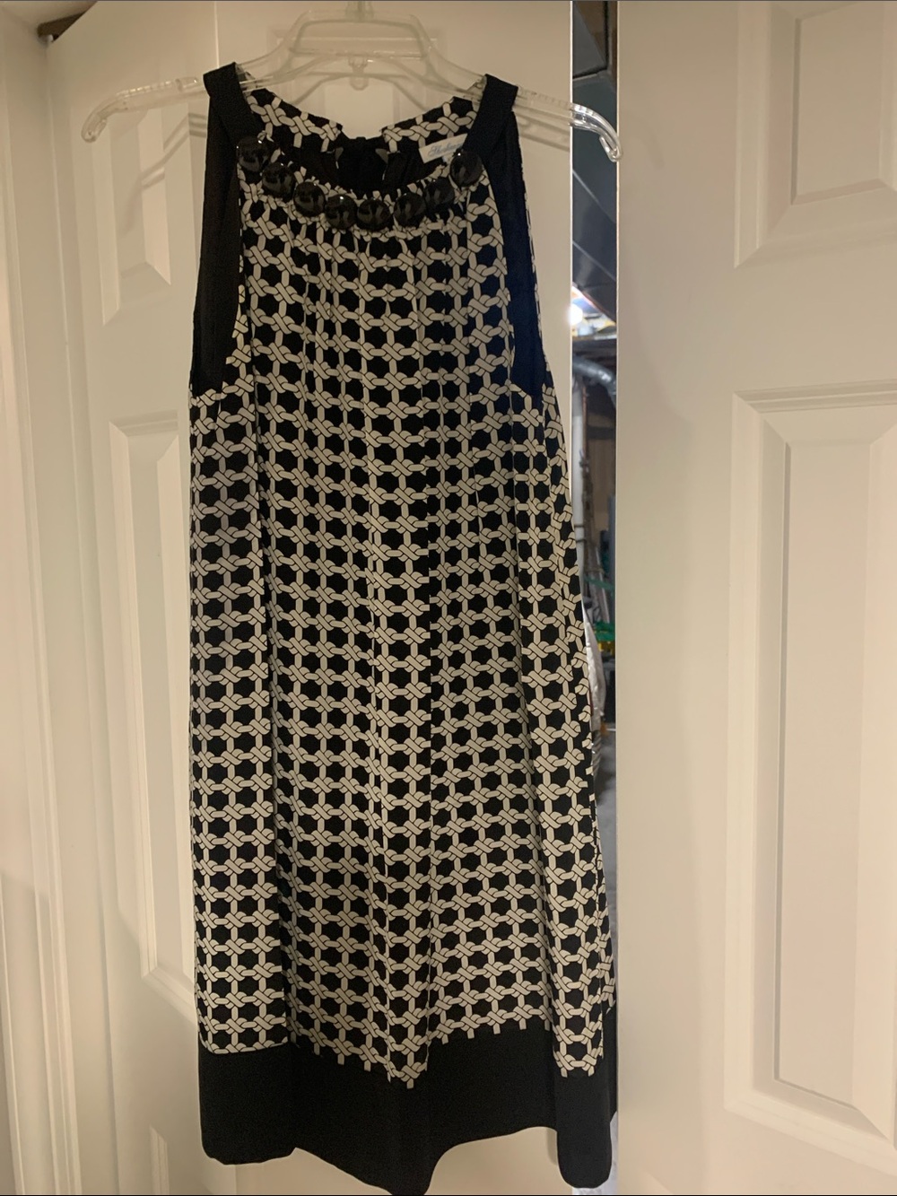 Shoshanna Black and White Patterned Sleeveless Dress